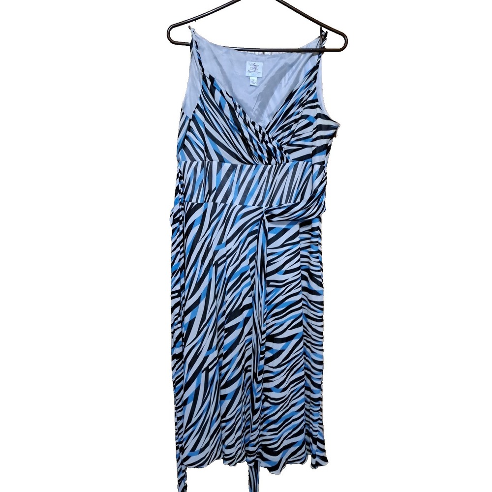 Suzy Chin For Maggy Boutique Silk Side Zipper Lined Midi Belted Dress Size‎ 12